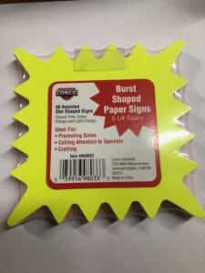 Burst shaped paper signs